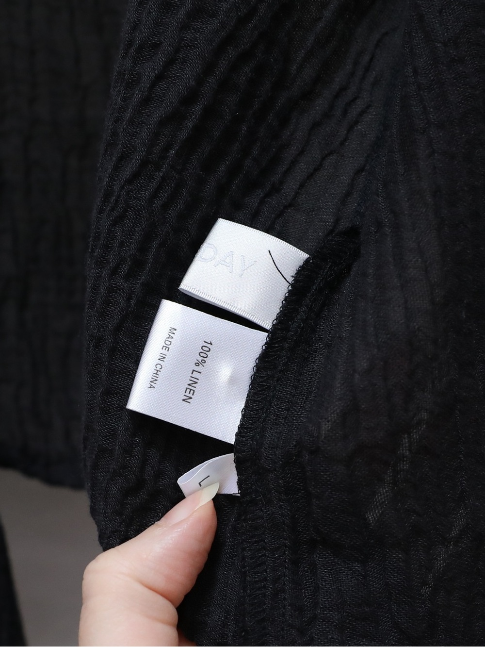 Monday 100% linen open cardigan oversized black shirt loose fit Large resortwear - Picture 8 of 9